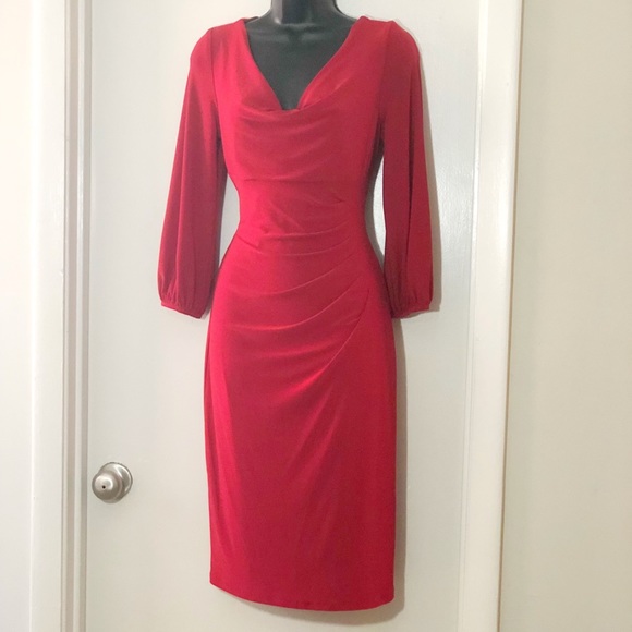 Lauren Ralph Lauren Dresses & Skirts - Lauren Ralph Lauren red cowl neck 3/4 sleeve dress